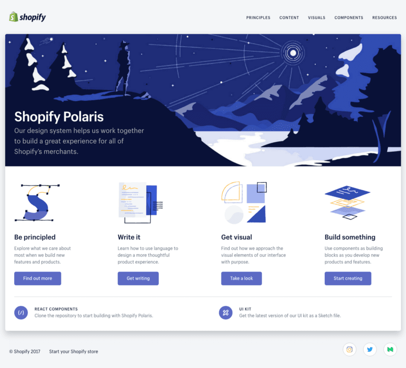 Screenshot of Shopify's Polaris Design System