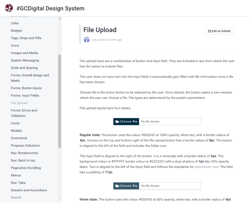 Example of our design system documentation page on Gitbook