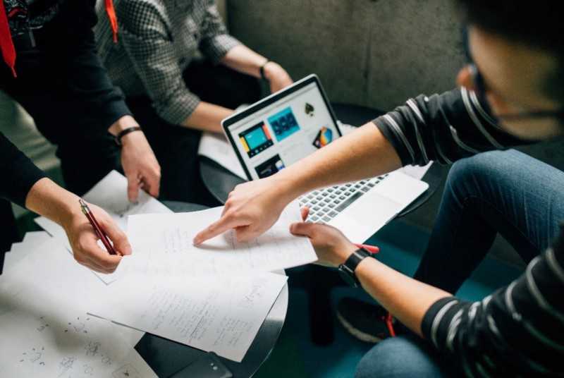 Stock image of people working collaboratively